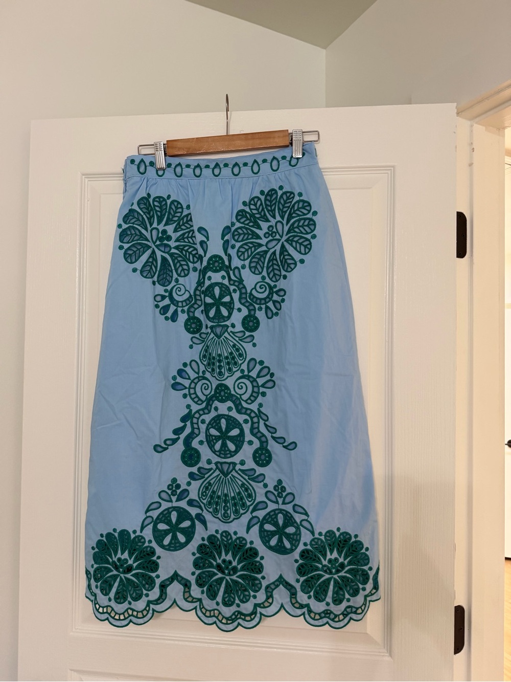 NWT Broderie Anglaise Cotton-Poplin Midi Skirt - Picture 7 of 15